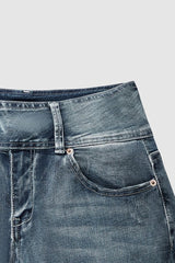 Vintage Button Mid Rise Flared Jeans