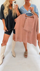 Women's Washed Short Sleeve and Cycling Shorts Set