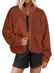Women's Button Down Fuzzy Fleece Jacket