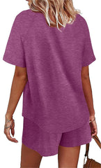 Basic Casual Short Sleeves Outfit 2 Pieces Set