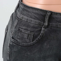 Women's Solid Color Straight High Waist Stretch Slim Jeans High Fashion