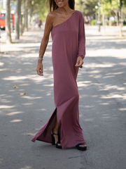 One Shoulder Long Sleeve Dress