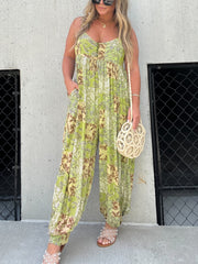 Loose Suspenders Printed Jumpsuit