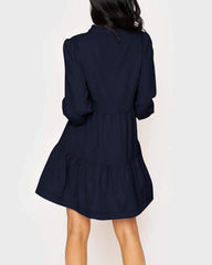 Women's V-Neck Long Sleeve Ruffle Tiered Dress