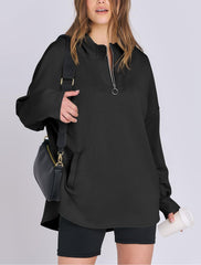 Women's Quarter Zip Oversized Tunic Hoodie