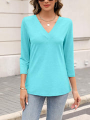 Hot Sale - Women's 3/4 Length Sleeves V Neck Basic Tops