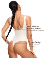 Women's Square Neck Sleeveless Thong Bodysuit