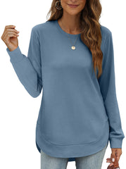 Women's High Low Curved Hem Tops