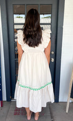 Women's V-Neck Ruffle Sleeve Maxi Dress