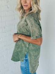 Women's French Terry Acid Wash Top