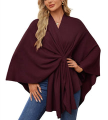 Women's Shawl Wraps Soft Open Front Poncho Sweater