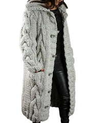 Hand-Knitted Thick-Line Jumper Coat