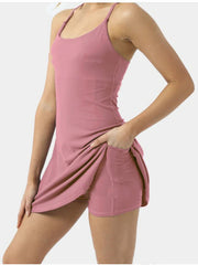 2-in-1 Exercise Dresses with Built-in Bra & Shorts