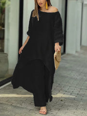 Solid Color Casual Long Sleeve Two Piece Suit