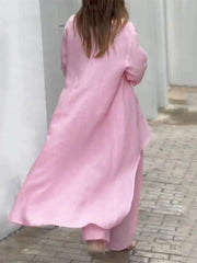 Solid Color Casual Long Sleeve Two Piece Suit