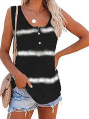 Summer Tie-Dye Striped Sleeveless Tank Top