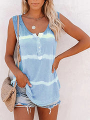 Summer Tie-Dye Striped Sleeveless Tank Top