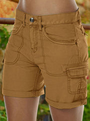 Solid Stitch Trim Roll Hem Shorts