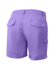 Solid Stitch Trim Roll Hem Shorts