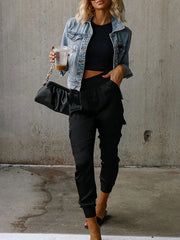 Women's Satin High Waist Pocketed Joggers