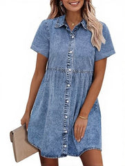 Women's Tencel Denim Washed Shirt Dress