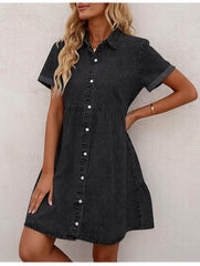 Women's Tencel Denim Washed Shirt Dress
