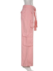 High-waisted multi-pocket straight overalls