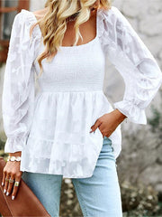 Square Collar Long Top Spring Shirt Female