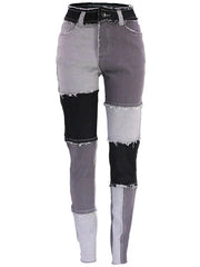 Fashion Color-blocking Skinny Jeans