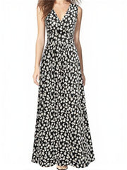 Sleeveless Deep V Neck Loose Casual Dress