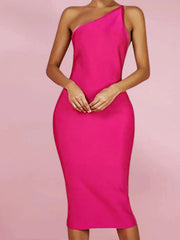 Women's One Shoulder Bandage Midi Dress