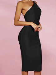 Women's One Shoulder Bandage Midi Dress