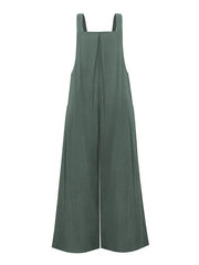 Pocketed Cotton And Linen Breathable Wide Leg Pants
