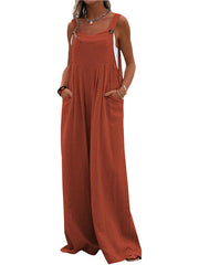 Pocketed Cotton And Linen Breathable Wide Leg Pants