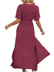 V Neck Slit Maxi Dress