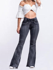 Women's Solid Color Straight High Waist Stretch Slim Jeans High Fashion