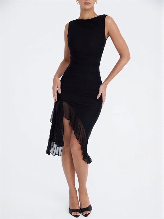 Sleeveless Ruffle Midi Dress