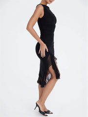 Sleeveless Ruffle Midi Dress
