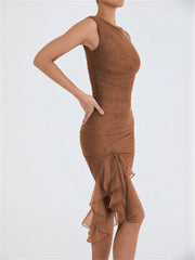 Sleeveless Ruffle Midi Dress