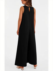 Women's Casual Wide Strap Sleeveless Tank Top V Neck Wide Leg Jumpsuit