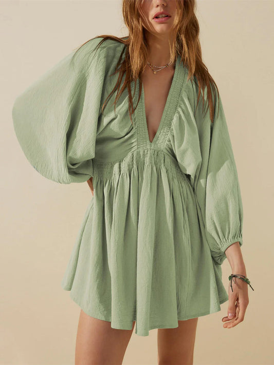 Women's Casual Loose Flowing V-Neck Dresses