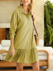 Women's Fashion Loose Button Down Shirt Dress
