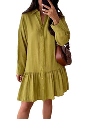 Women's Fashion Loose Button Down Shirt Dress