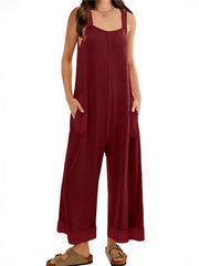 Women's Waffle Knit Wide Leg Jumpsuits