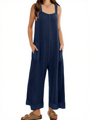 Women's Waffle Knit Wide Leg Jumpsuits
