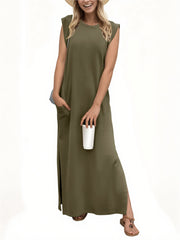 Women's Casual Loose Split Wrinkle-Free Maxi Dress