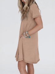 Women's Short Sleeve Soft T Shirt Dress With Pockets