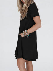 Women's Short Sleeve Soft T Shirt Dress With Pockets