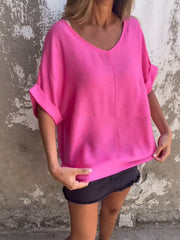 Women's V-neck Mid-sleeve Casual Top