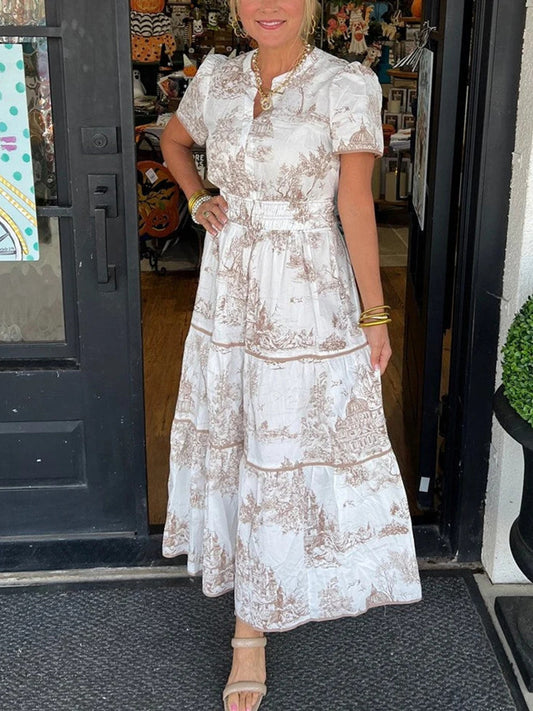 Women's Charming Toile Maxi Dress